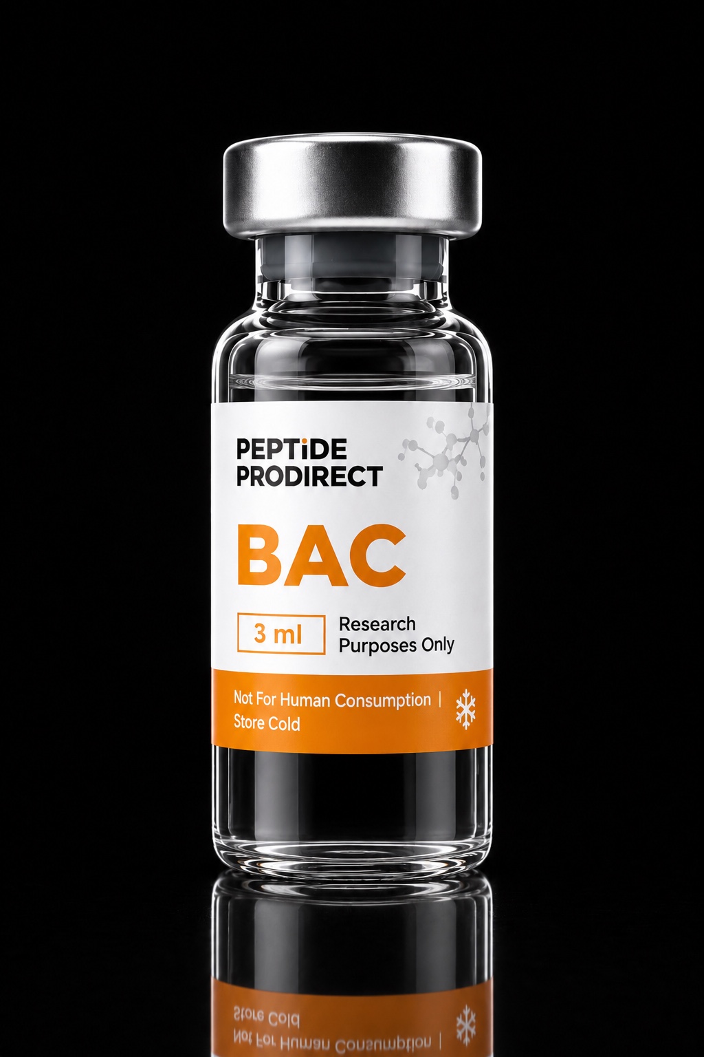 Peptide Prodirect BAC Reference Solution research-material vial in a black studio
